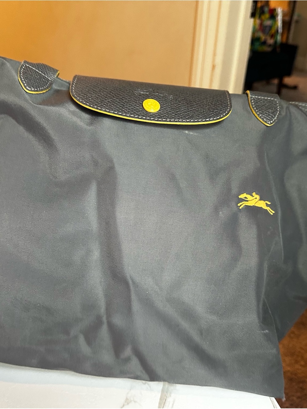 Longchamp Medium Tote Blue with Gold Pony Logo - Picture 2 of 16